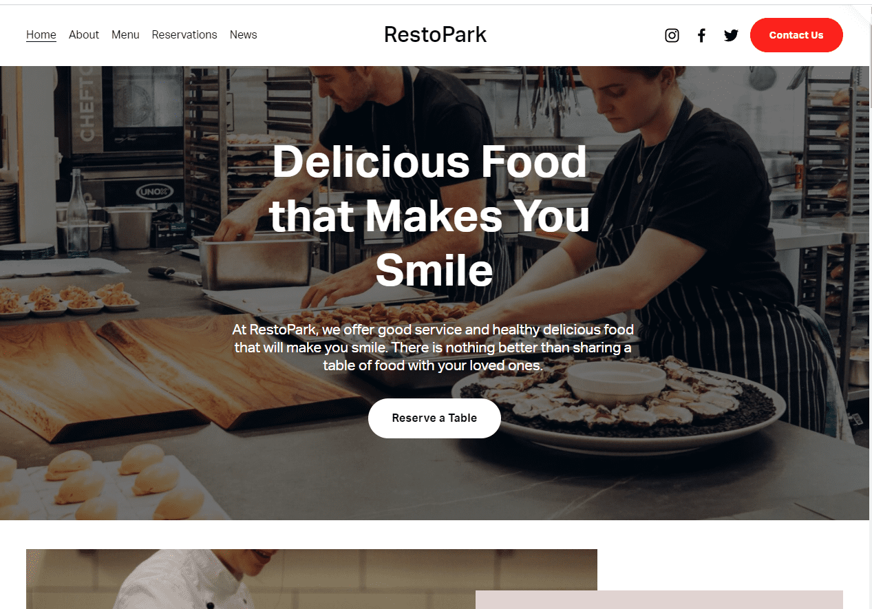 Public RestoPark website design preview